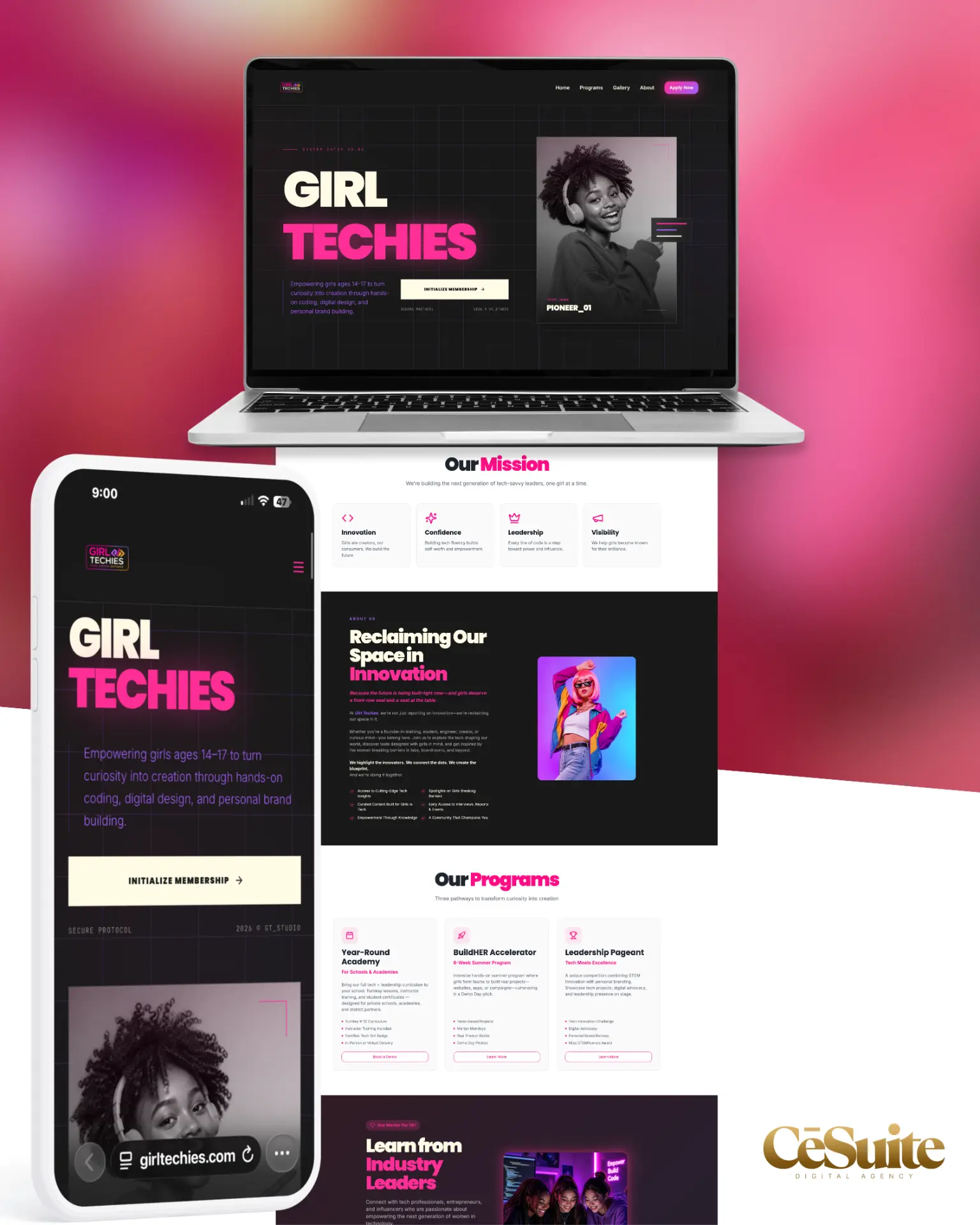 Girl Techies website designed by CēSuite Digital