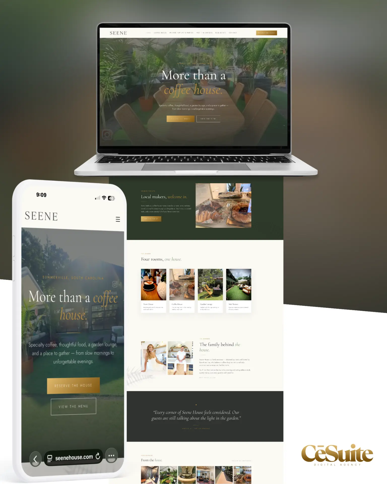 Seene House website designed by CēSuite Digital