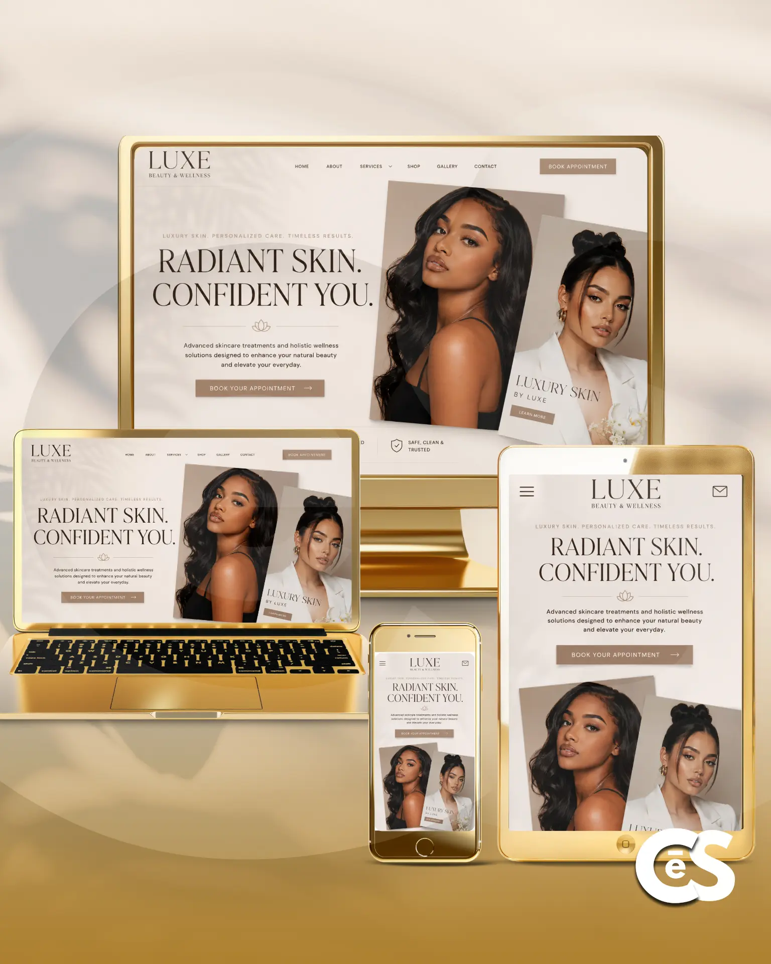 Luxe Beauty & Wellness website designed by CēSuite Digital